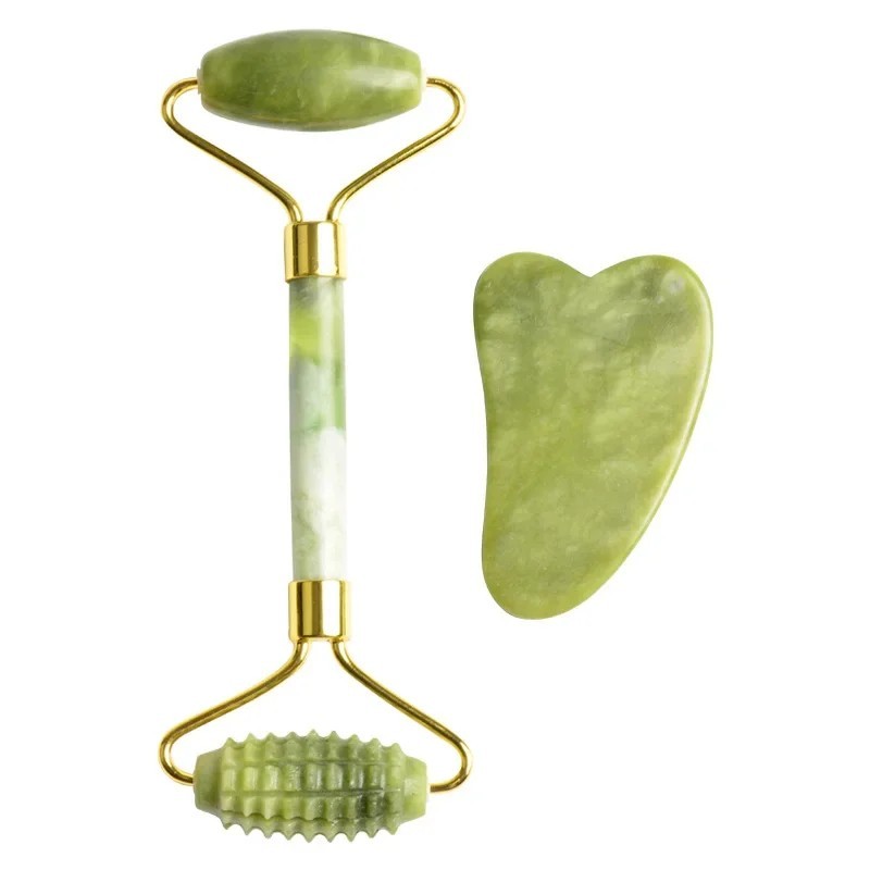 Jade Roller Gua Sha - Facial Jade Massage Roller Set Guasha