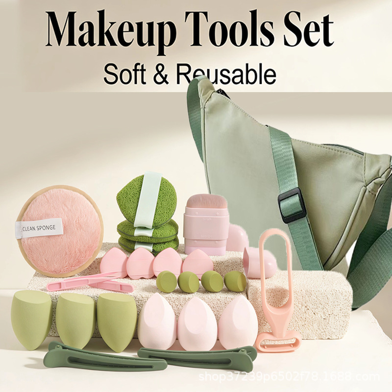 Beauty Makeup Sponge - Stylish Dumpling Bag with 23 Pcs