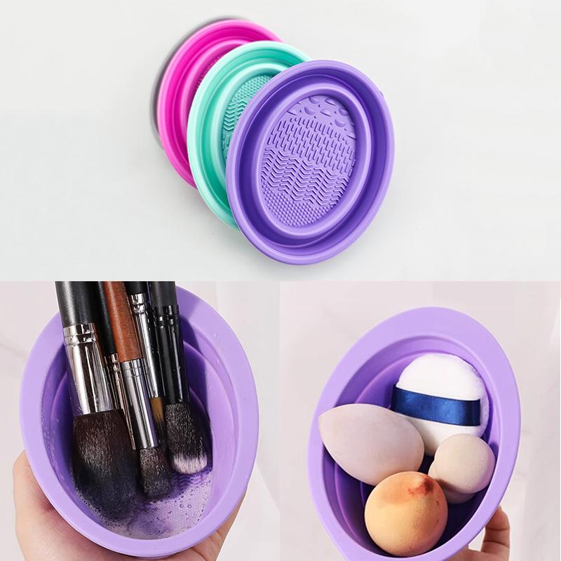 Beauty Makeup Sponge - Soft Silicone Makeup Brush Cleaner Folding