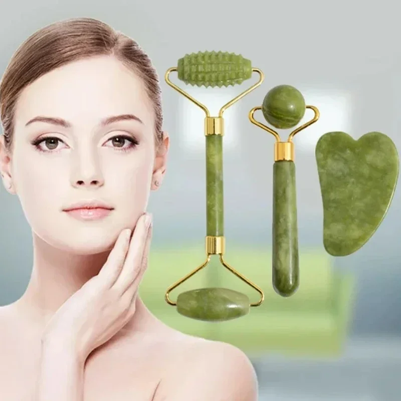 Jade Roller Gua Sha - Natural Jade Roller Face Gua Sha,