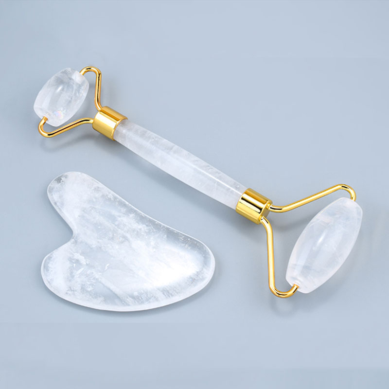 Jade Roller Gua Sha - Natural White Crystal Face Massage Roller