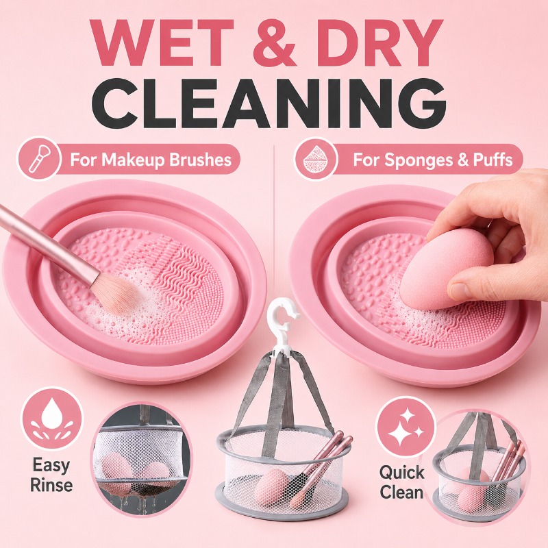 2-in-1 Silicone Makeup Brush C - Beauty Makeup Sponge 评论和价格