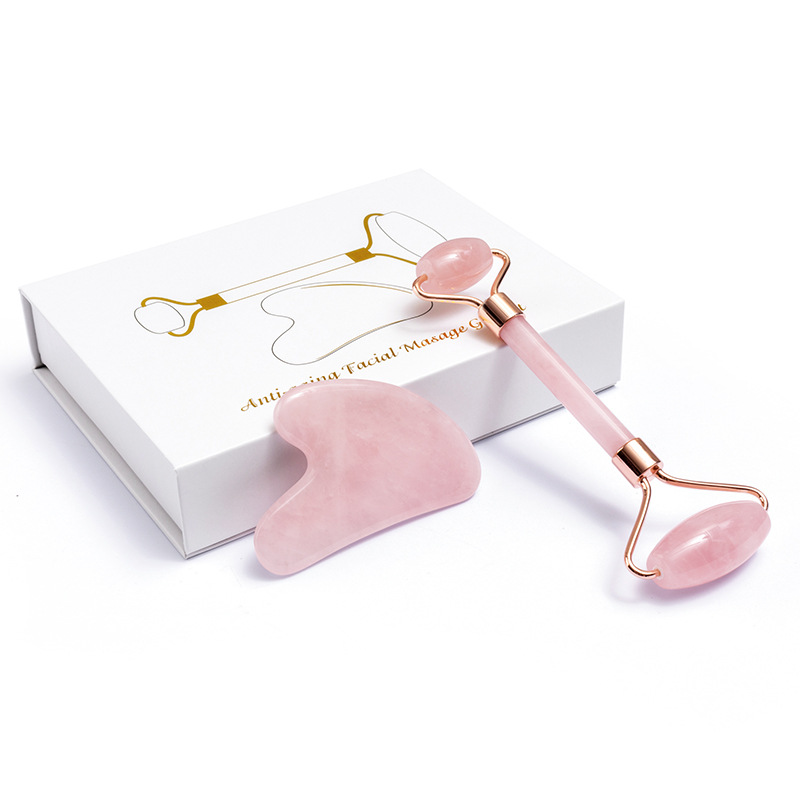 Natural Rose Quartz Jade Rolle - Jade Roller Gua Sha 评论和价格