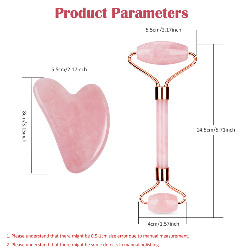 Natural Rose Quartz Jade Rolle - Jade Roller Gua Sha 评论和价格