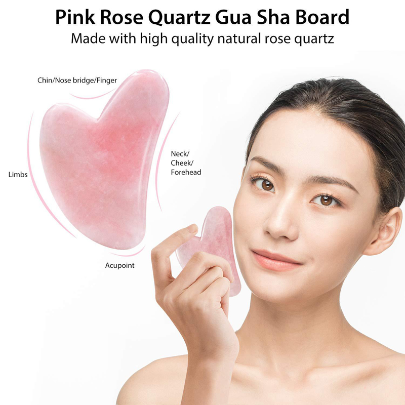Natural Rose Quartz Jade Rolle - Jade Roller Gua Sha 评论和价格