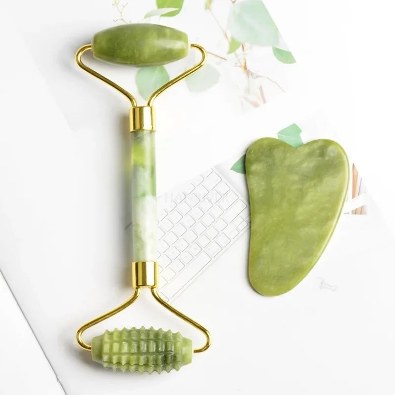 Facial Jade Massage Roller Set - Jade Roller Gua Sha 评论和价格