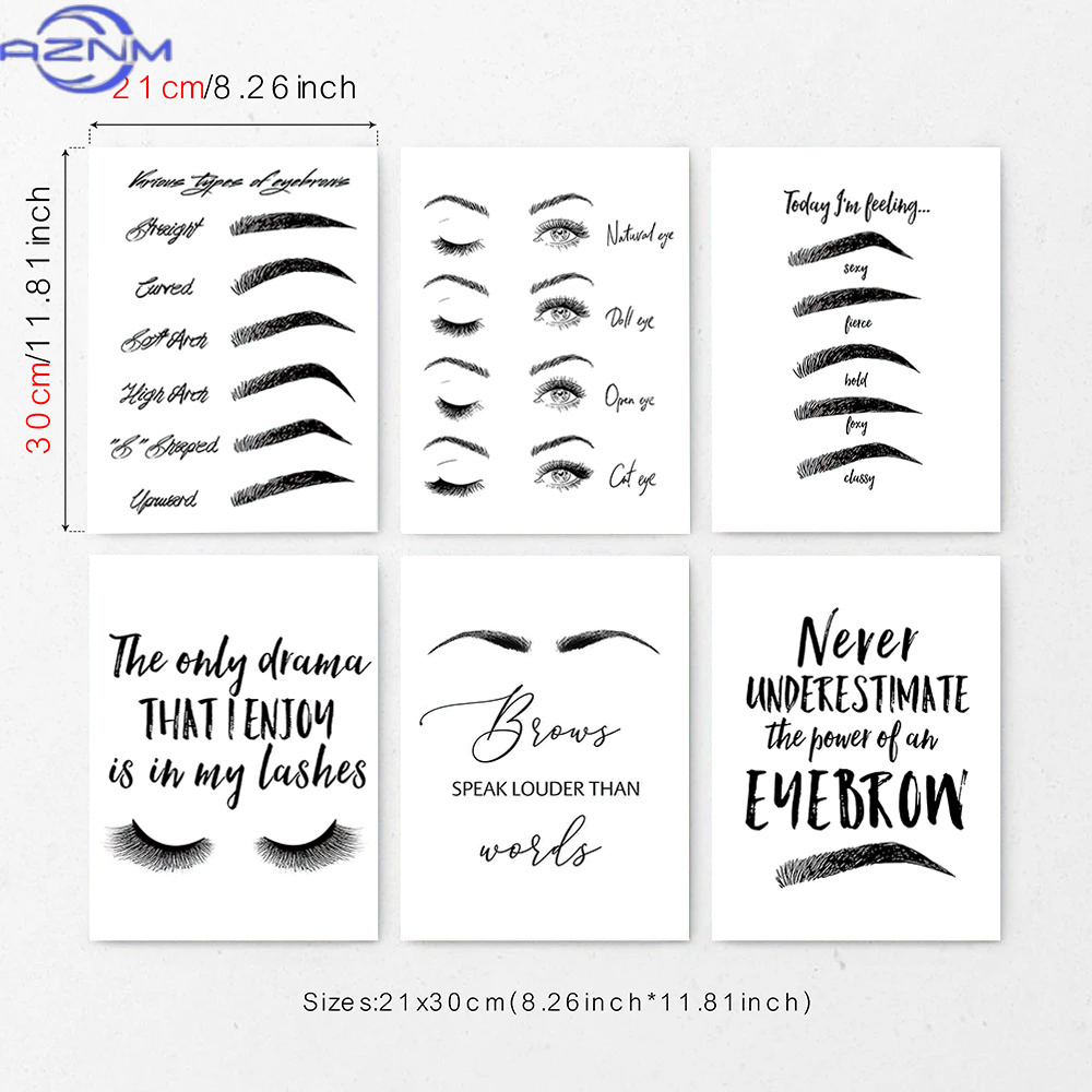 Set of 6 Eyebrow and Eyelash C - Makeup Is Beauty Quotes 评论和价格