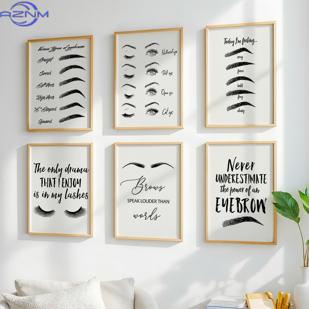 Set of 6 Eyebrow and Eyelash C - Makeup Is Beauty Quotes 评论和价格