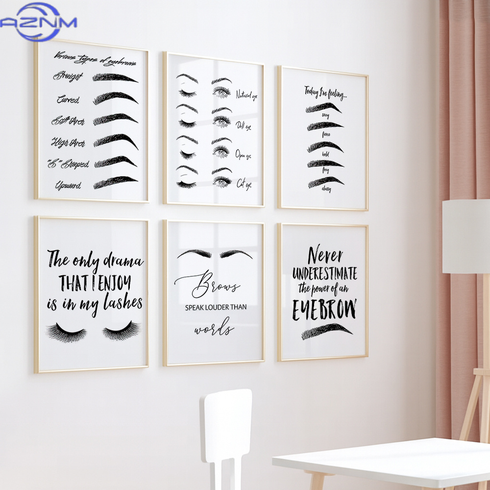 Set of 6 Eyebrow and Eyelash C - Makeup Is Beauty Quotes 评论和价格