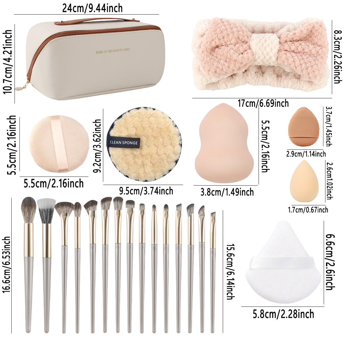 Leather Handle Bag with 36 Pcs - Beauty Makeup Sponge 评论和价格