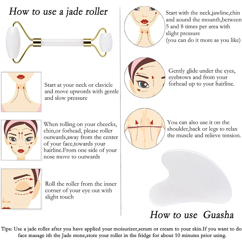 Natural Jade Roller Face Gua S - Jade Roller Gua Sha 评论和价格