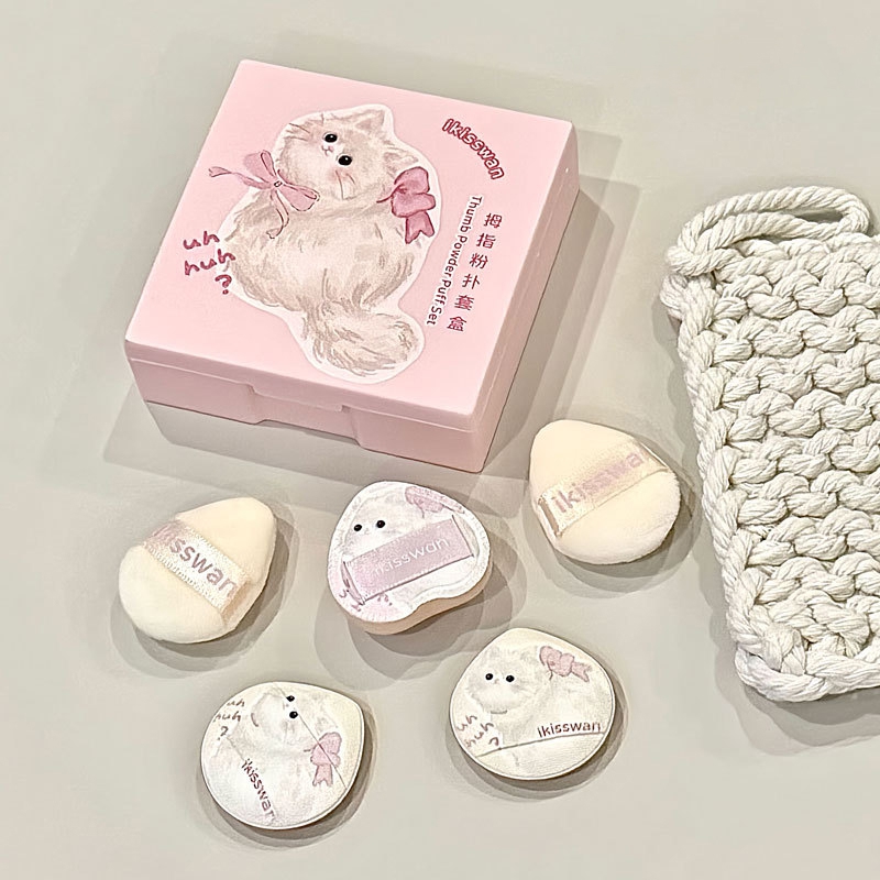 5Pcs Cute Mini Finger Puff Set - Beauty Makeup Sponge 评论和价格