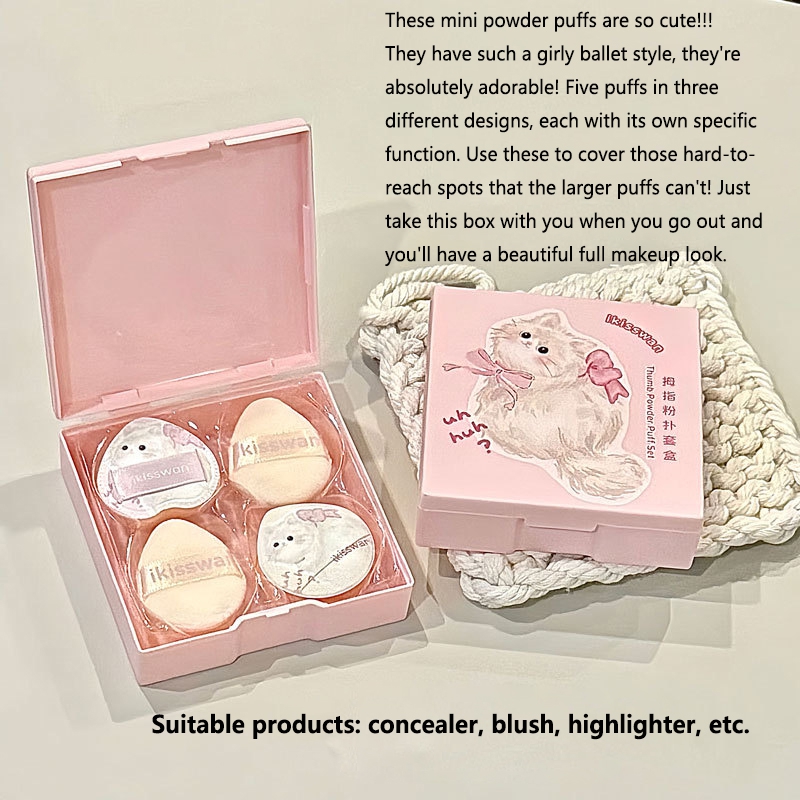 5Pcs Cute Mini Finger Puff Set - Beauty Makeup Sponge 评论和价格