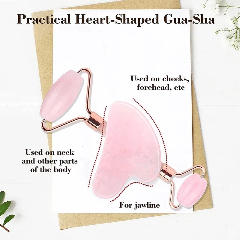 Rose Quartz Natural Jade Rolle - Jade Roller Gua Sha 评论和价格