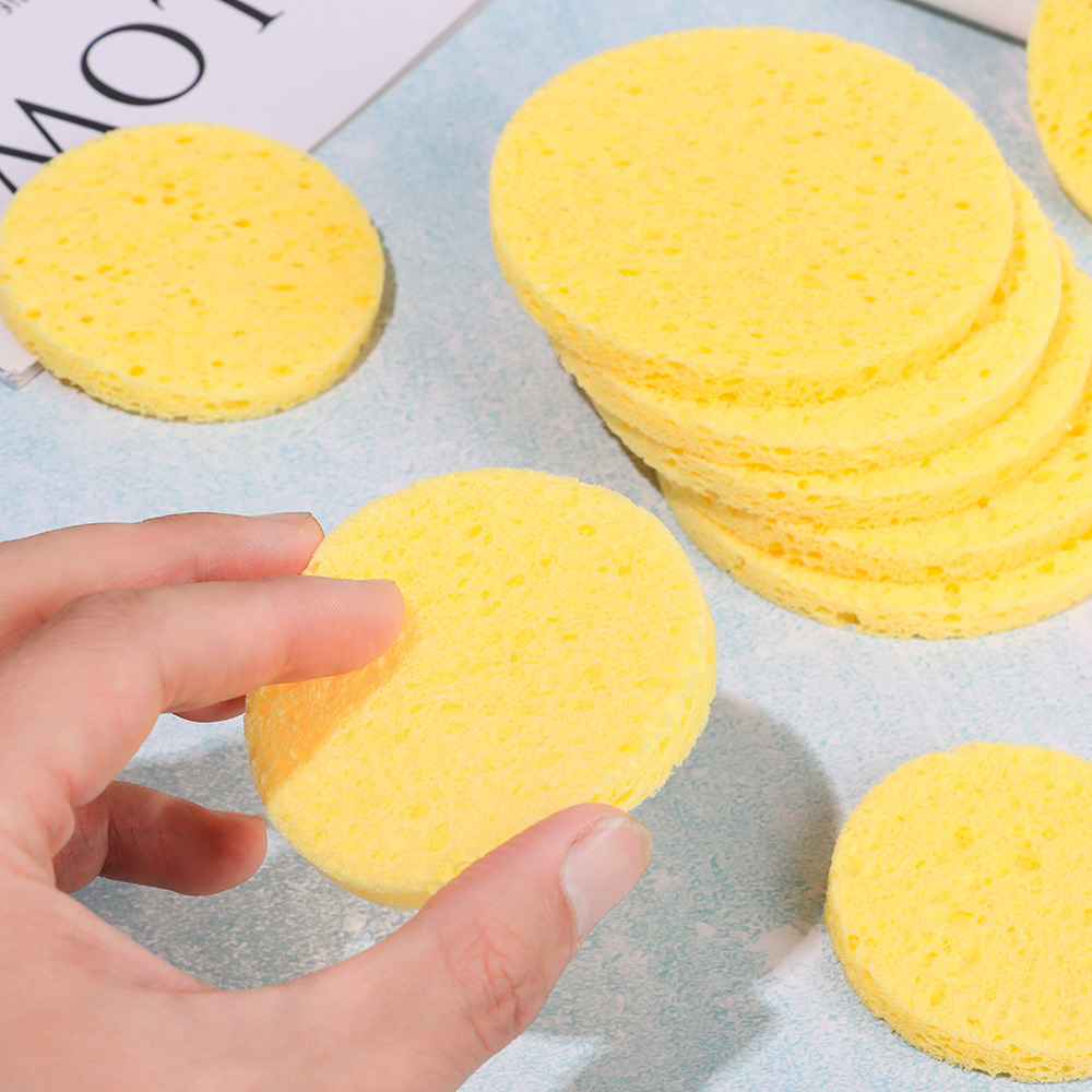 10pcs 6-9cm Yellow Face Round  - Beauty Makeup Sponge 评论和价格