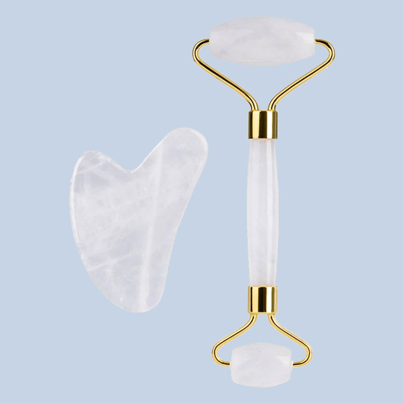 Natural White Crystal Face Mas - Jade Roller Gua Sha 评论和价格