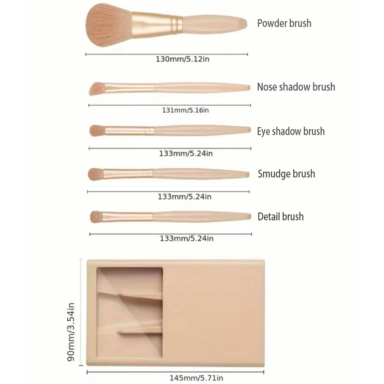 5pcs Cosmetic Brush Kit With M - Beauty Makeup Kit Box 评论和价格