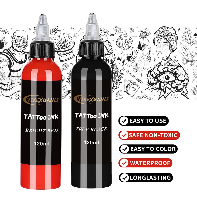 120ml Red/Black Tattoo Ink Pig - Beauty Makeup Kit Box 评论和价格