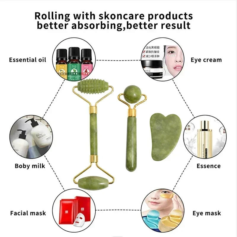 Natural Jade Roller Face Gua S - Jade Roller Gua Sha 评论和价格