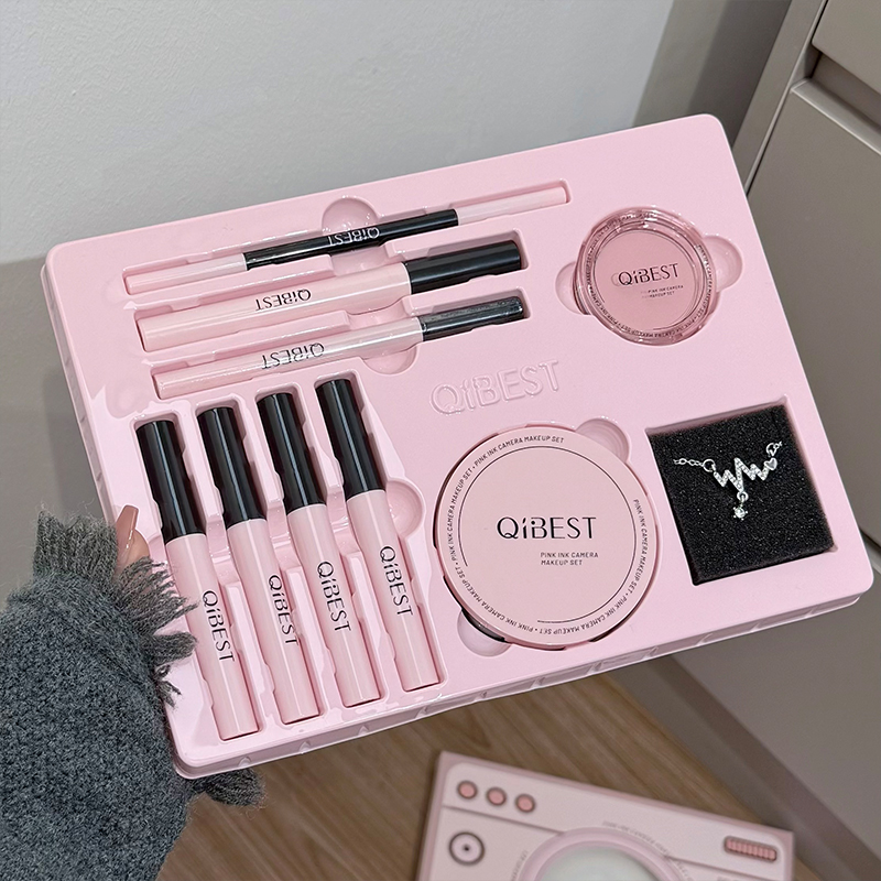 QIBEST Pink Camera Makeup Set  - Beauty Makeup Kit Box 评论和价格