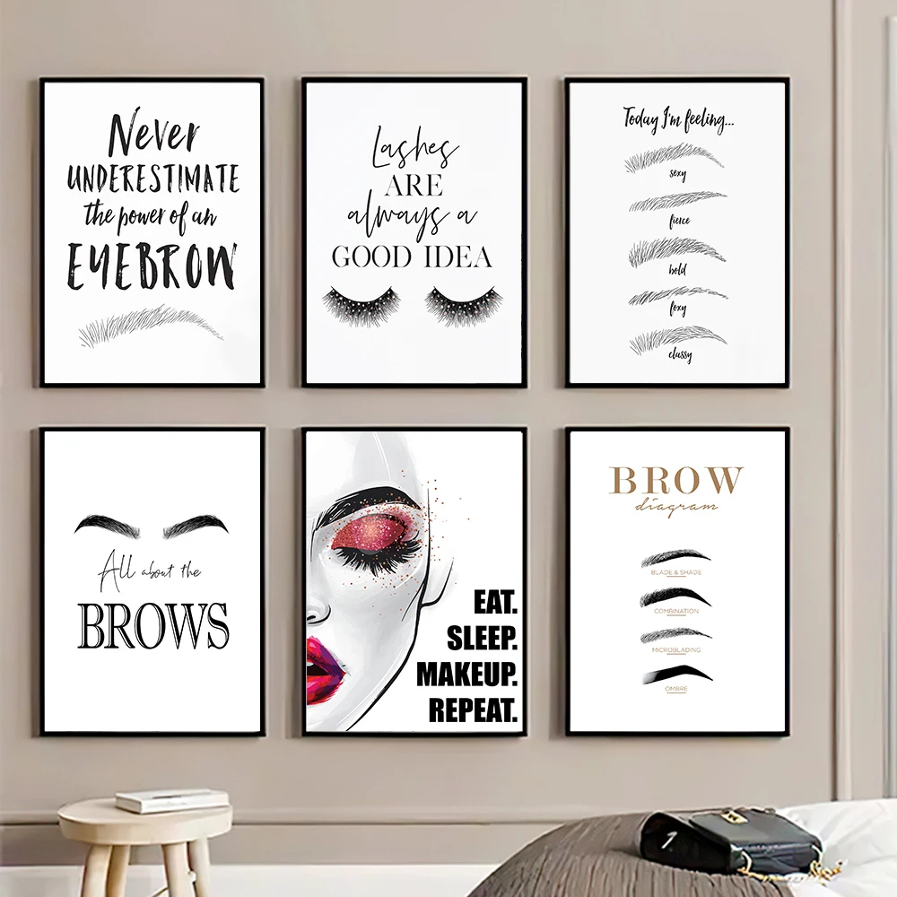 Fashion MakeUp Canvas Painting - Makeup Is Beauty Quotes 评论和价格
