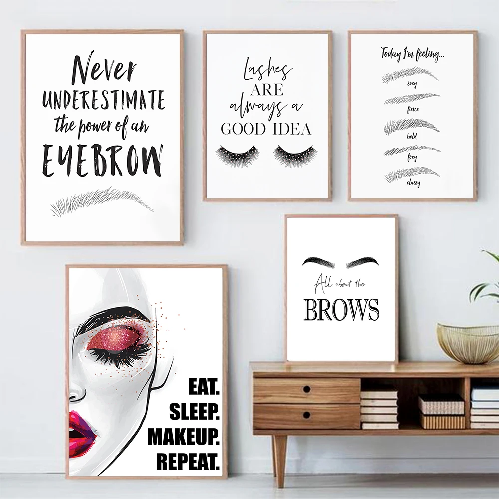 Fashion MakeUp Canvas Painting - Makeup Is Beauty Quotes 评论和价格