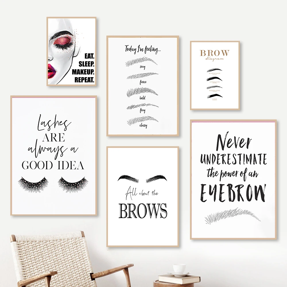 Fashion MakeUp Canvas Painting - Makeup Is Beauty Quotes 评论和价格