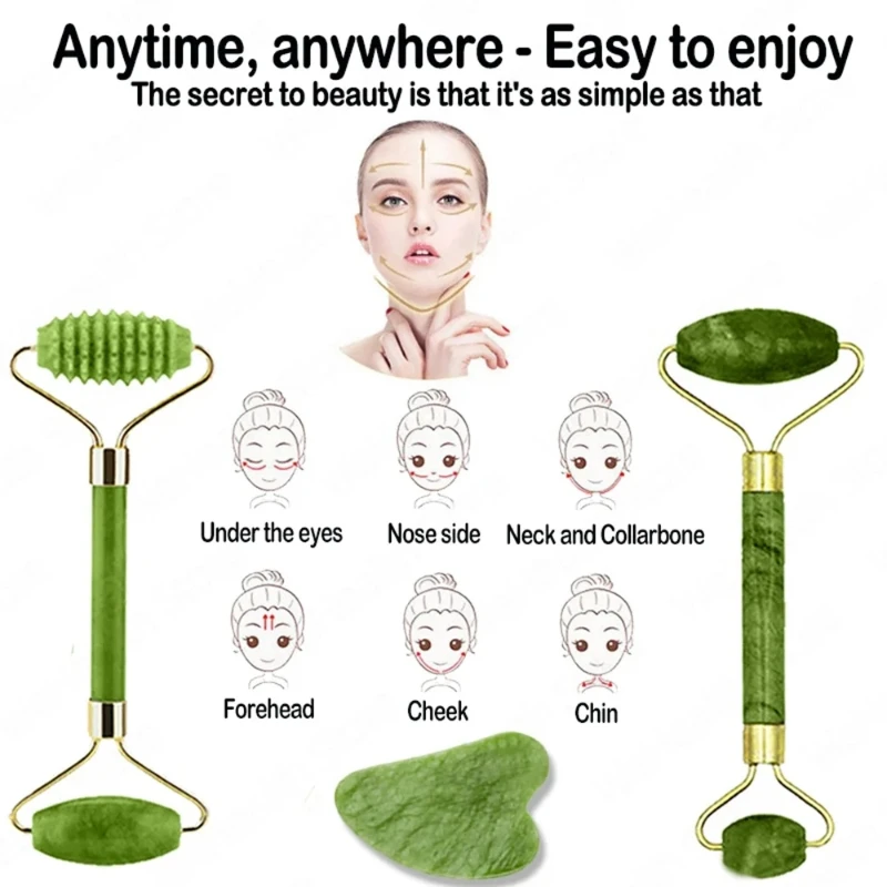 Natural Jade Roller Face Gua S - Jade Roller Gua Sha 评论和价格
