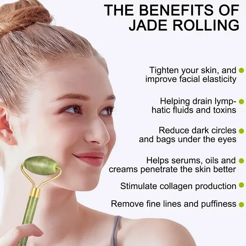 Natural Jade Roller Face Gua S - Jade Roller Gua Sha 评论和价格